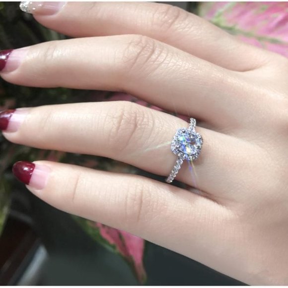 Engagement Ring halo CZ and Silver Ring - Picture 1 of 3